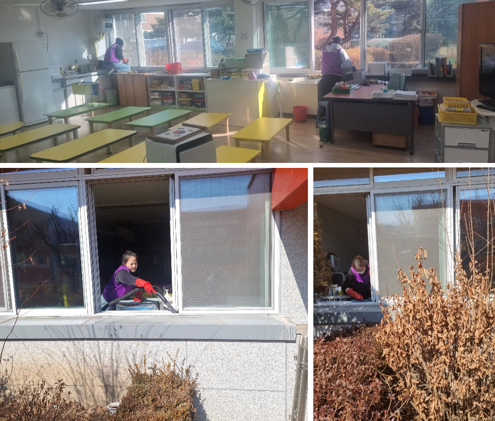 하남 학교 창문 창틀 청소로 겨울 방학에도 할 수 있습니다. 관한 작업사진입니다.